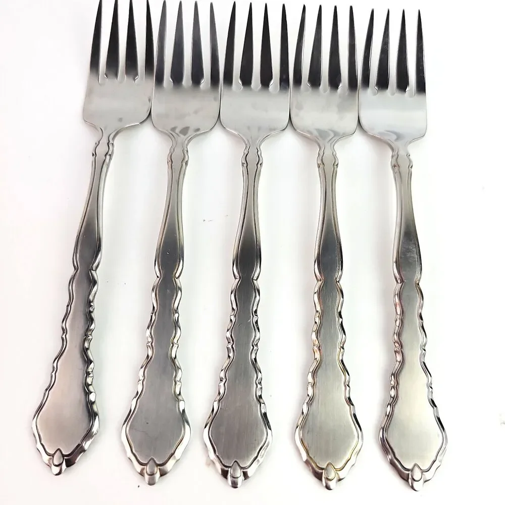 Oneida Community Stainless SATINIQUE 5 Salad Forks Brushed Satin Finish
